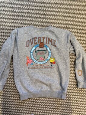 Gray Overtime Graphic Crewneck Sweatshirt - SpongeBob Themed